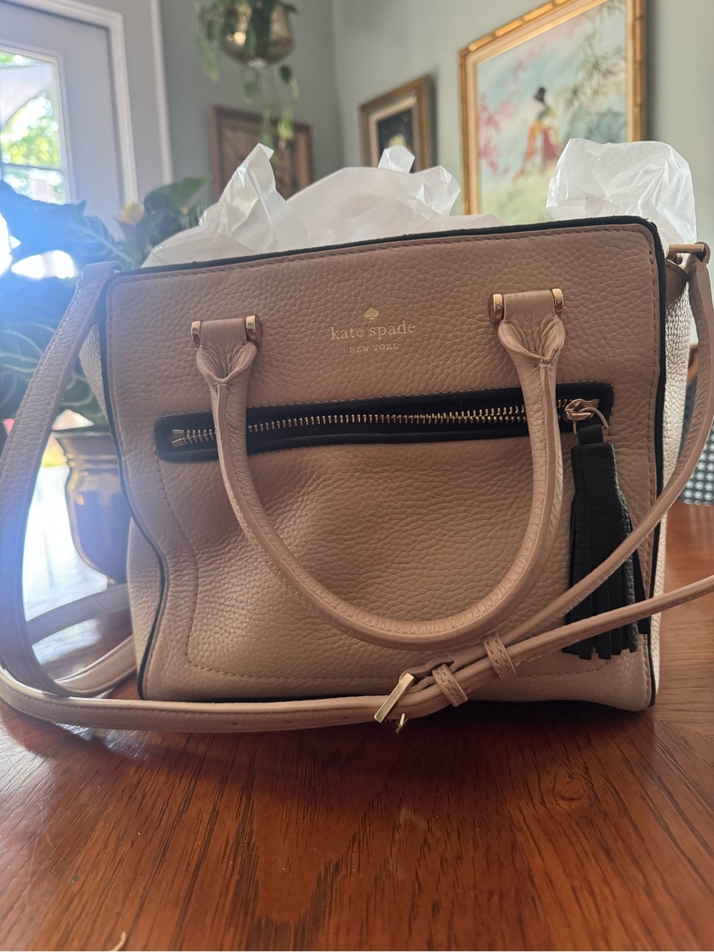 Kate Spade Taupe Leather Crossbody Satchel